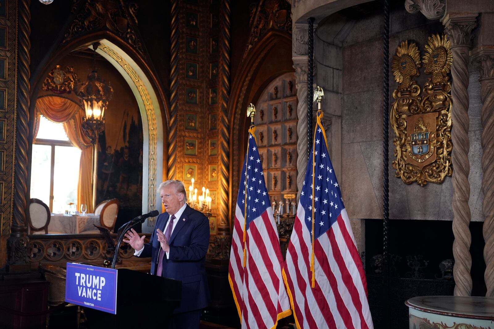 President-elect Donald Trump speaks during a news conference at Mar-a-Lago, Tuesday, Jan. 7, 2024, in Palm Beach, Fla. (AP Photo/Evan Vucci)