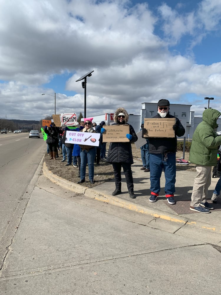 Tesla protest Moraine 2025