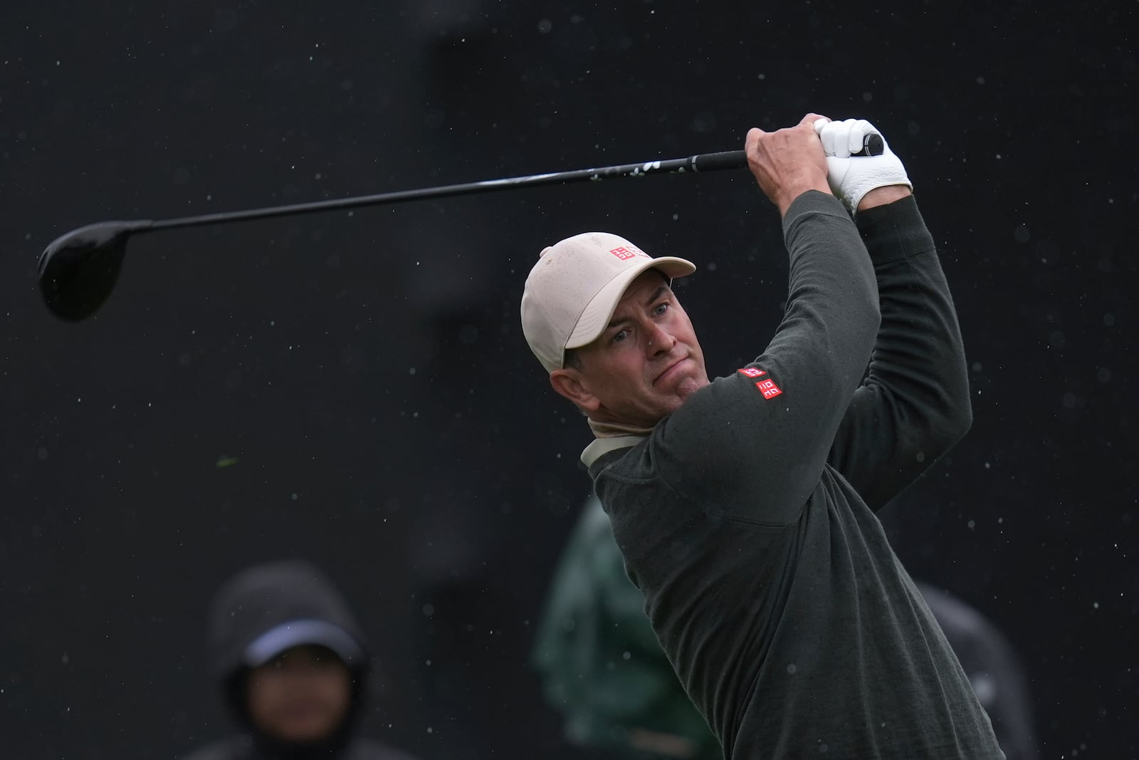 Adam Scott, of Australia, hits his tee shot on the seventh hole on the hole of the South Course at Torrey Pines during the first round of the Genesis Invitational golf tournament Thursday, Feb. 13, 2025, in San Diego. (AP Photo/Gregory Bull)