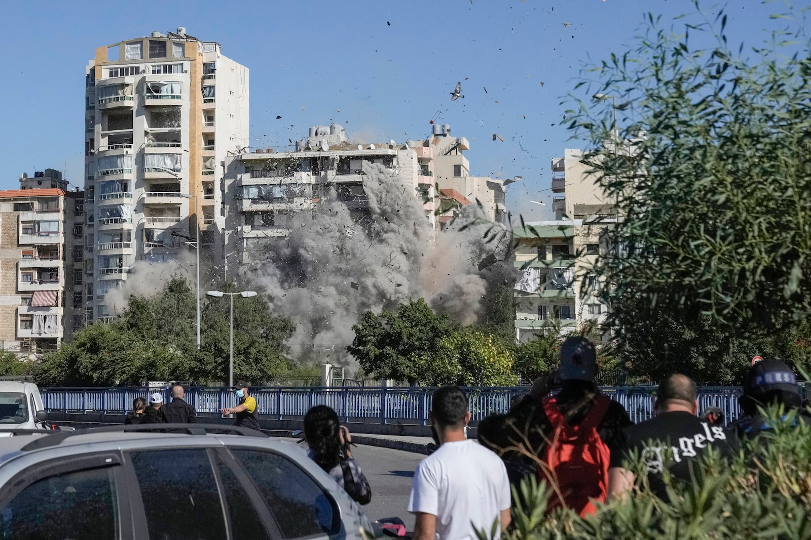 Smoke rises from a building that was hit by an Israeli airstrike in Ghobeiri, Beirut, Lebanon, Tuesday, Oct. 22, 2024. (AP Photo/Bilal Hussein)