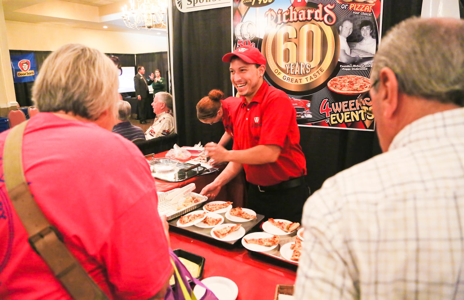 Anthony Castillo of Richards Pizza serves guests samples during the 2015 Fairfield Chamber of Commerce Business Showcase. This year’s event on Oct. 4 will feature more than 90 local businesses. GREG LYNCH/STAFF