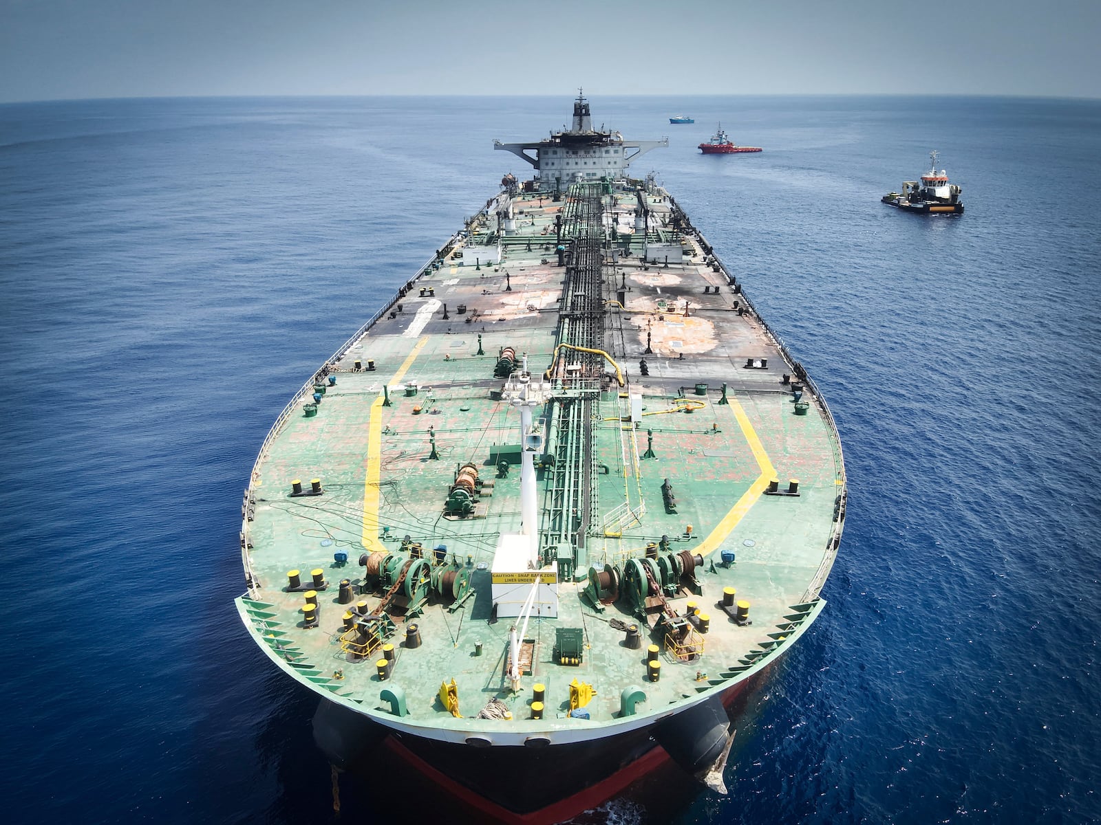 This undated photo released by the private security firm Ambrey shows the oil tanker Sounion in the Red Sea. (Ambrey via AP)