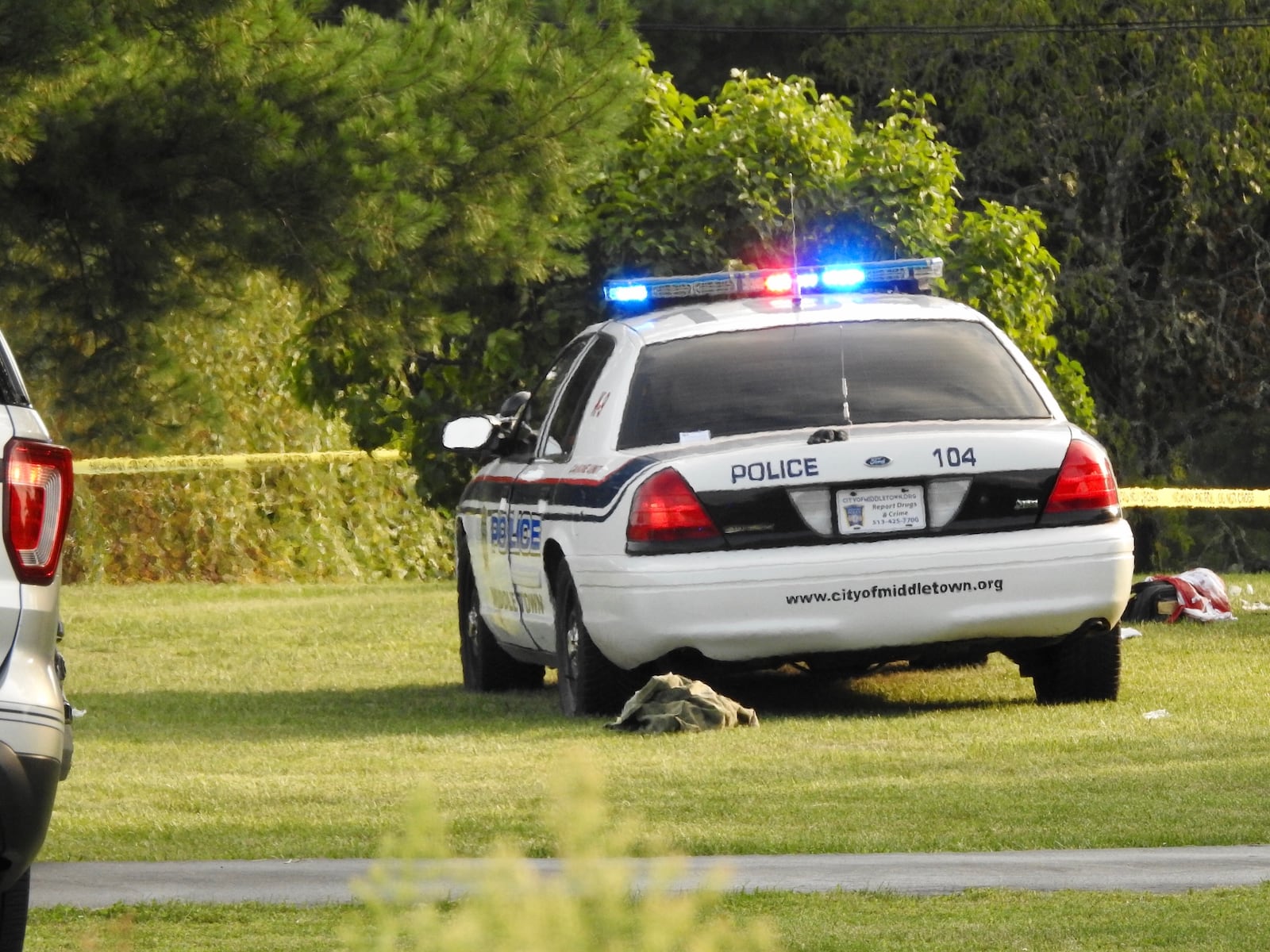 Middletown police officer Dennis Jordan was driving this cruiser in a chase that ended with him shot Monday, Aug. 31, 2020, in Turtlecreek Twp.