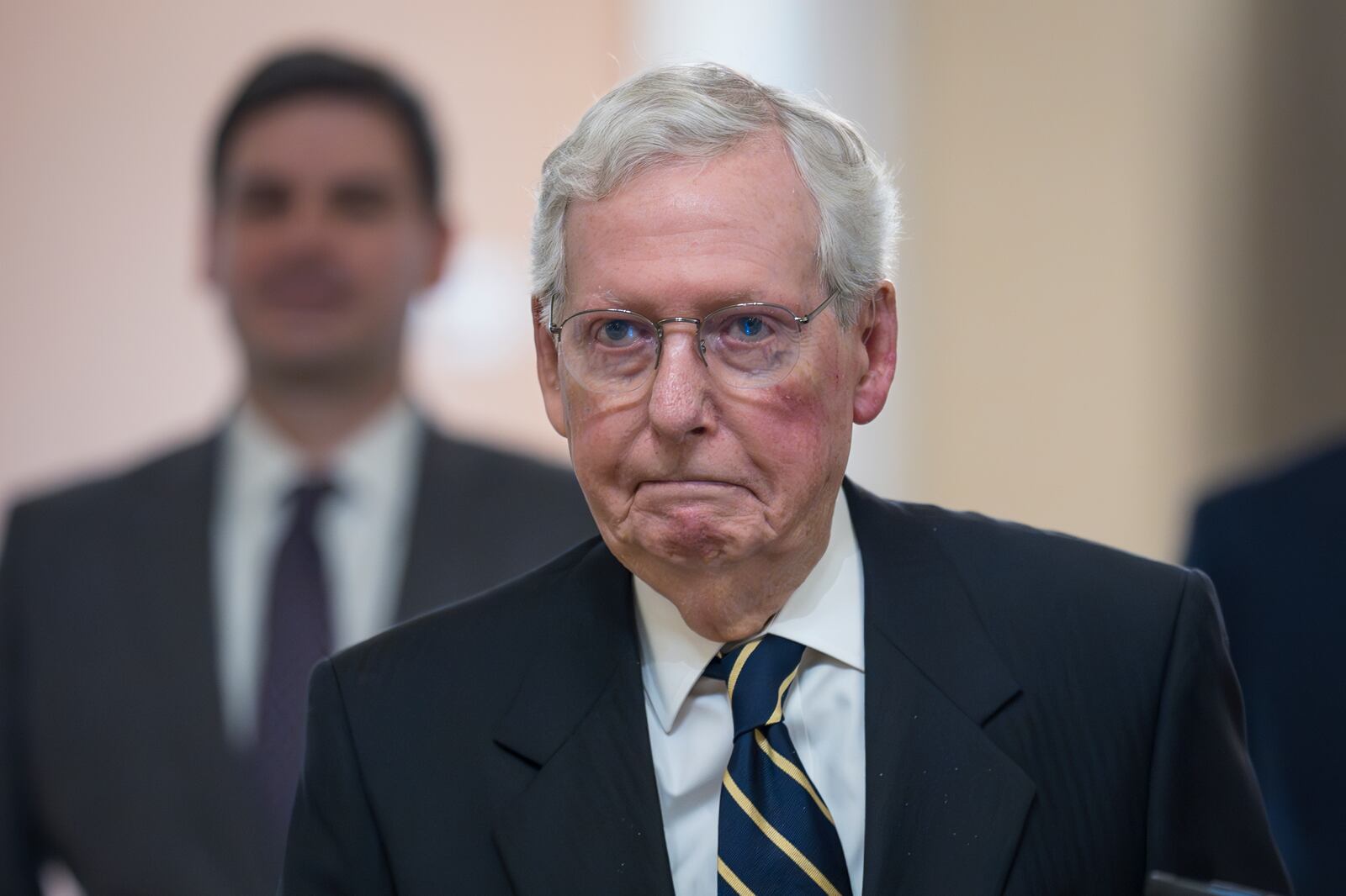 FILE - Senate Minority Leader Mitch McConnell, R-Ky., walks to the chamber as Congress returns for the lame-duck session at the Capitol in Washington, Nov. 12, 2024. (AP Photo/J. Scott Applewhite, File)