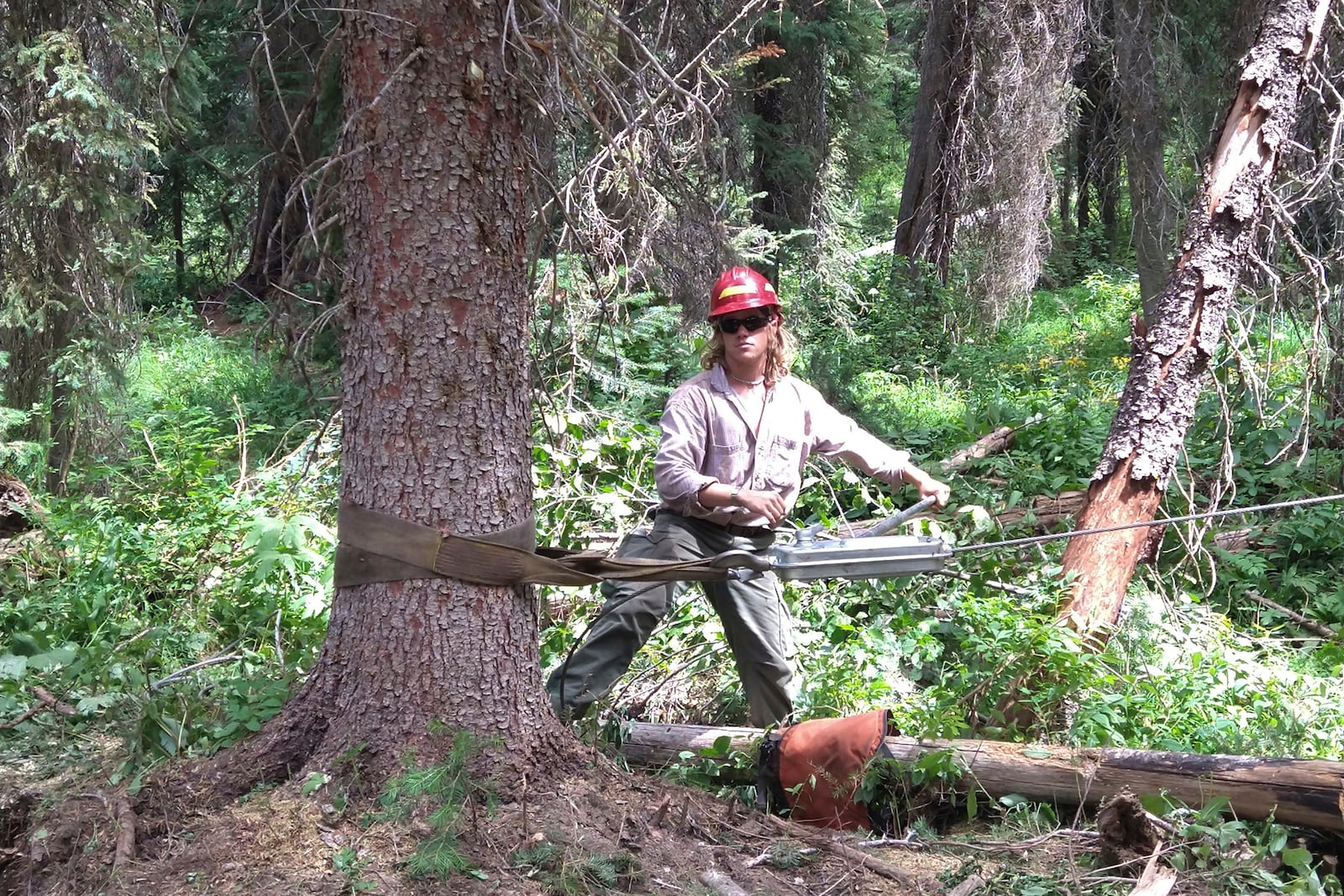 Luke Tobin works as a forestry technician in the Nez Perce National Forest in Idaho in 2022. (Luke Tobin via AP)