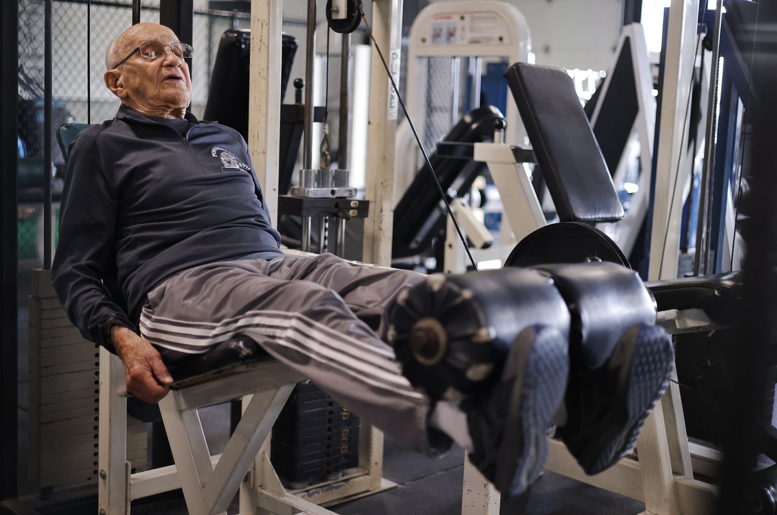 Herb Davis is turning 100 and still works out three days a week at Powerstation Gym in Middletown. NICK GRAHAM/STAFF