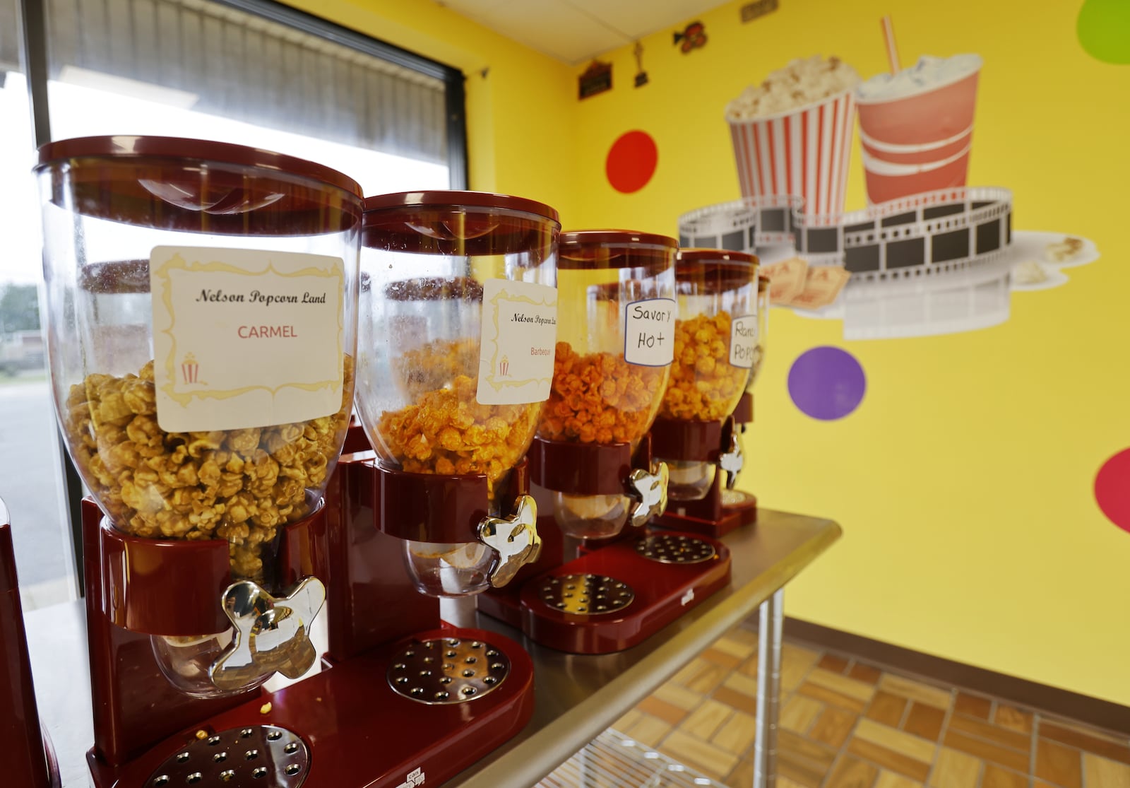 Nelson's Popcorn Land has opened on Pleasant Avenue in Fairfield with over forty varieties of popcorn and pretzels available to try before you buy. NICK GRAHAM / STAFF