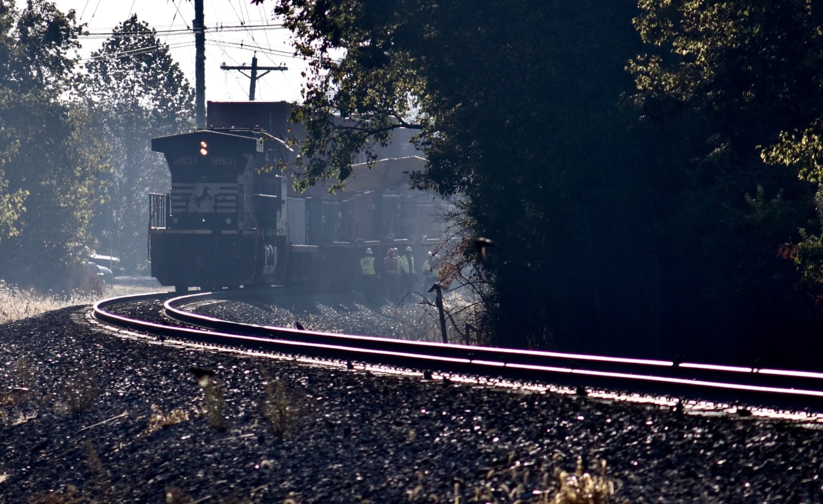 A reported train collision and derailment has caused Bobmeyer Road to be closed between Tuley and North Gilmore roads since early Tuesday morning. NICK GRAHAM/STAFF