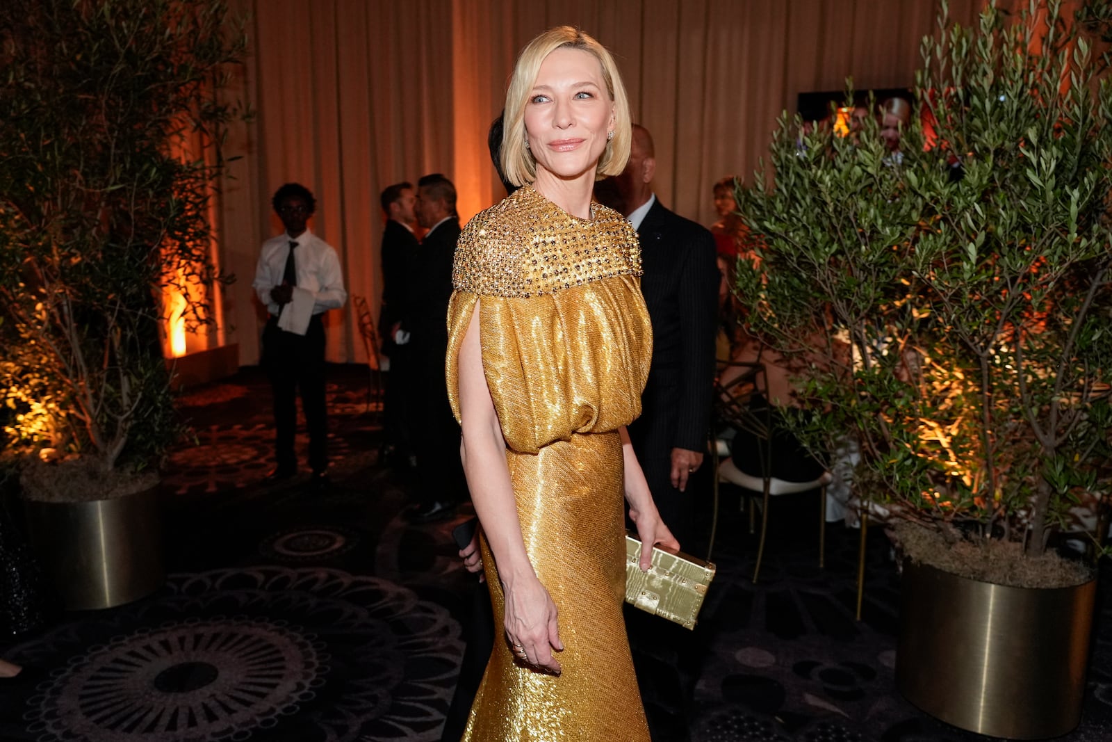 Cate Blanchett arrives at the 82nd Golden Globes on Sunday, Jan. 5, 2025, at the Beverly Hilton in Beverly Hills, Calif. (AP Photo/Chris Pizzello)