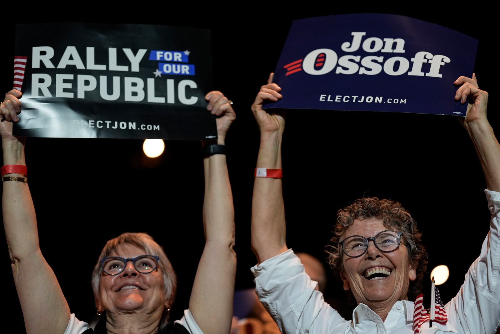 People cheer during a Rally for our Republic gathering, Saturday, March 22, 2025, in Atlanta. (AP Photo/Mike Stewart)