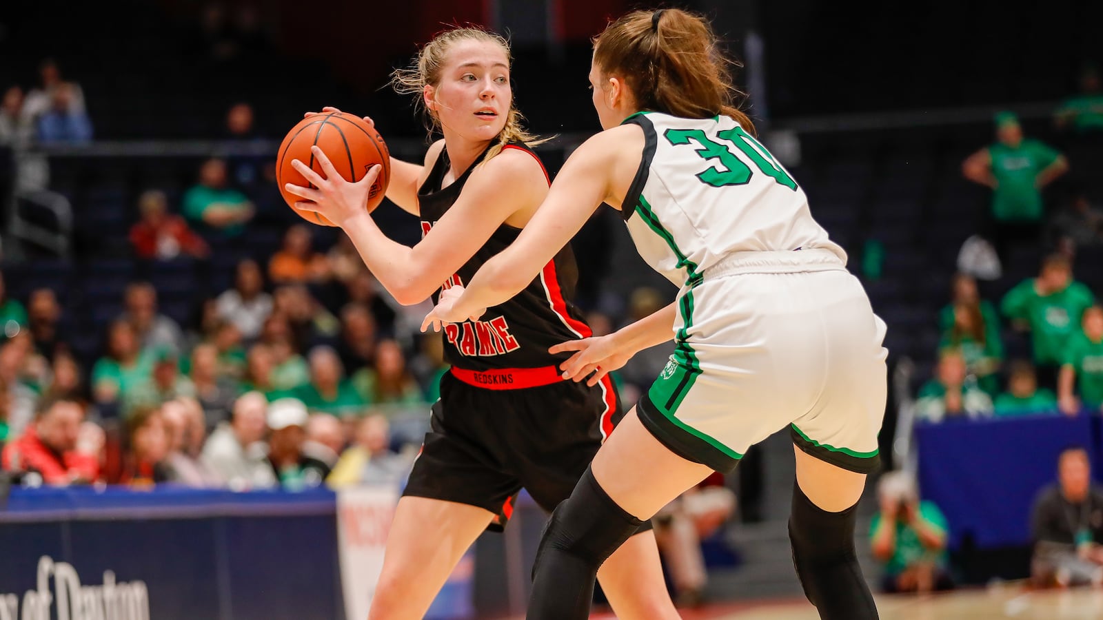 The Fort Loramie High School girls basketball team defeated Waterford in the Division IV state championship game at UD Arena on March 16, 2024. Michael Cooper/CONTRIBUTED