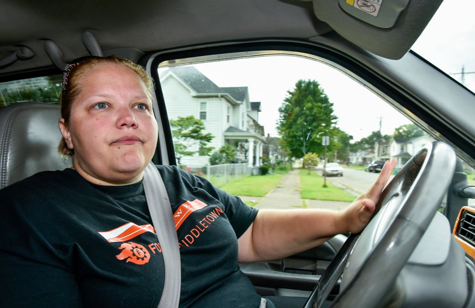 Jeri Lewis, a self described missionary, spends time driving around Middletown communities looking for people to talk to, pray for and help out. NICK GRAHAM/STAFF