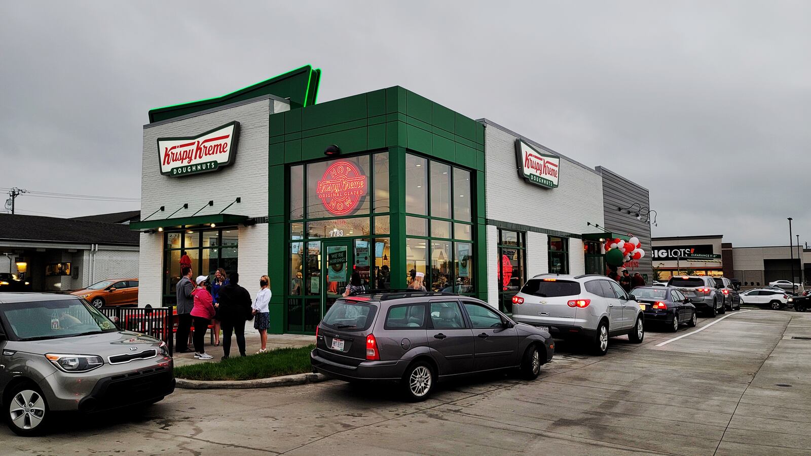 The drive-through at Krispy Kreme, the first Butler County location, was busy this morning on the first day the restaurant was open. NICK GRAHAM/STAFF