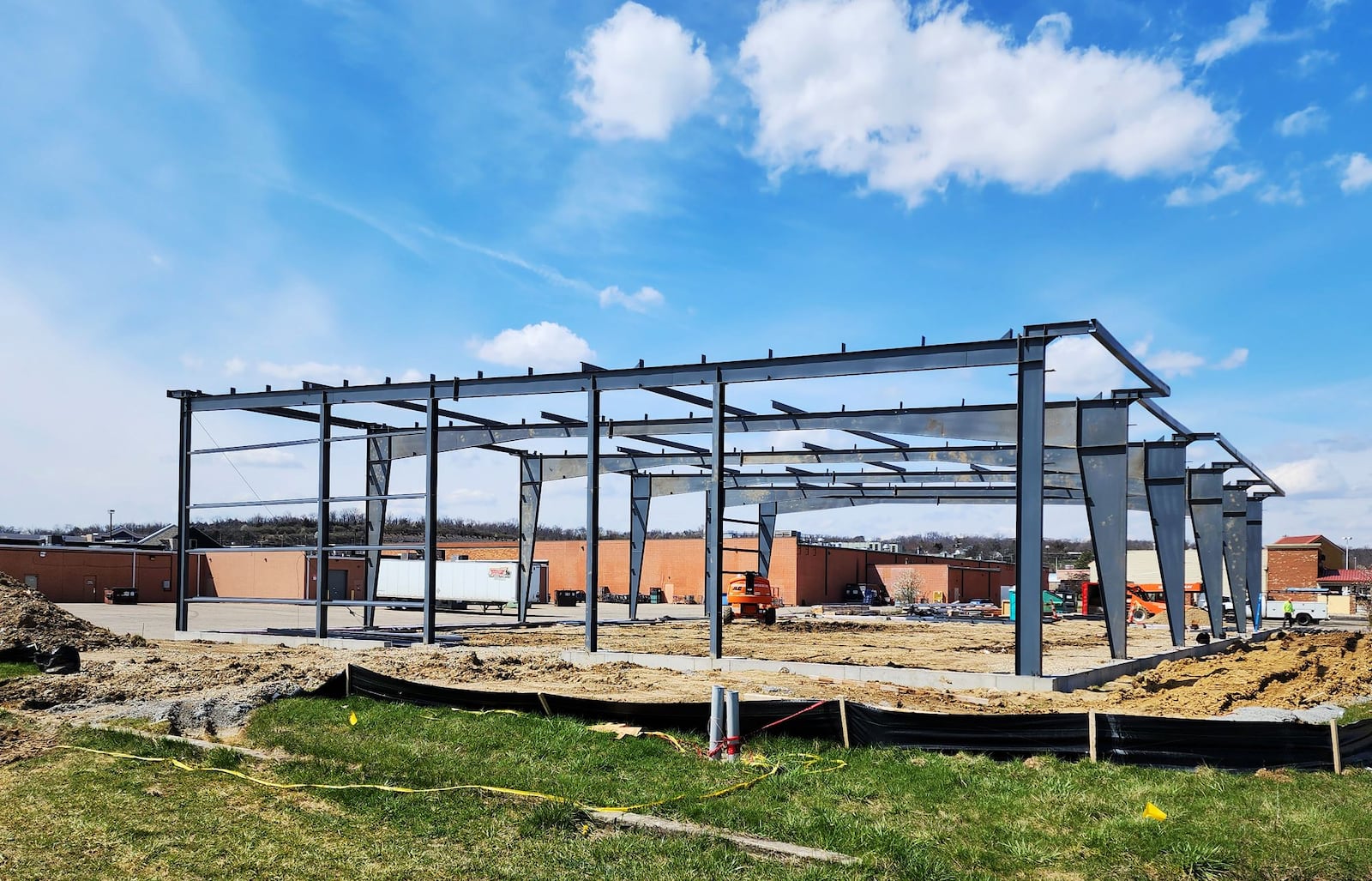 Construction on the new home for Legacy Martial Arts Academy is underway as crews erected the steel frame for the 10,000-square-foot building. Pictured is the work completed at the site at 835 NW Washington Blvd. through March 29, 2023, in Hamilton. NICK GRAHAM/STAFF