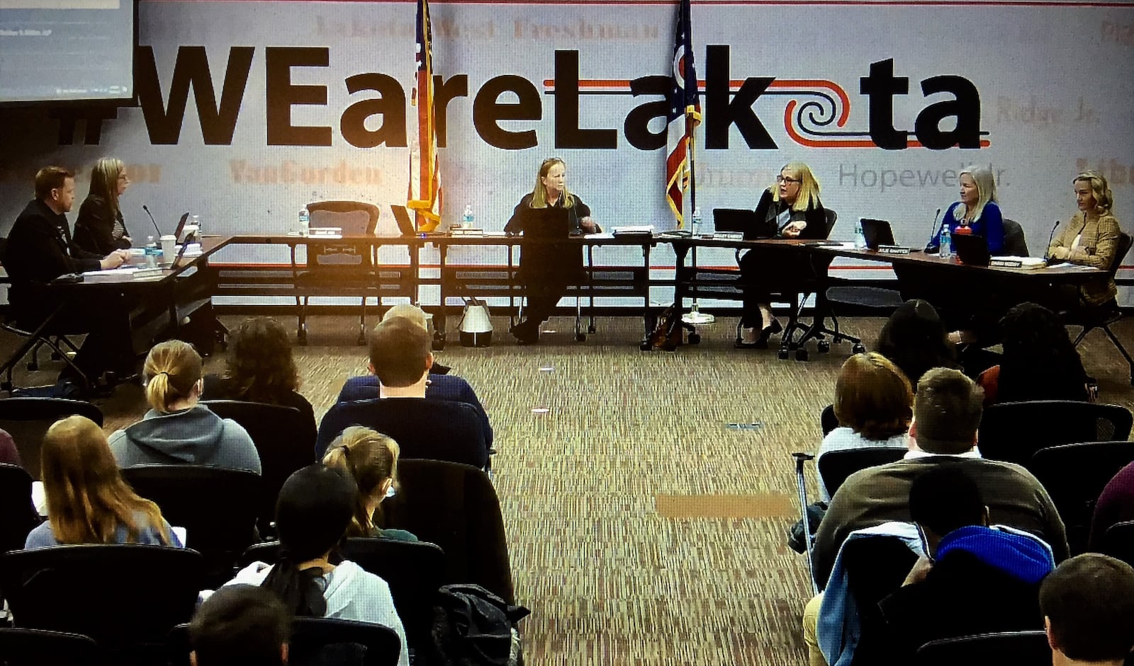 For the second consecutive Lakota Board of Education meeting the governing board saw a rift over Critical Race Theory (CRT) surrounding complaints by new board member Darbi Boddy (right). Boddy contends CRT is being taught in Lakota, which district officials - and some board members - have denied. (Photo By Michael D. Clark\Journal-News)