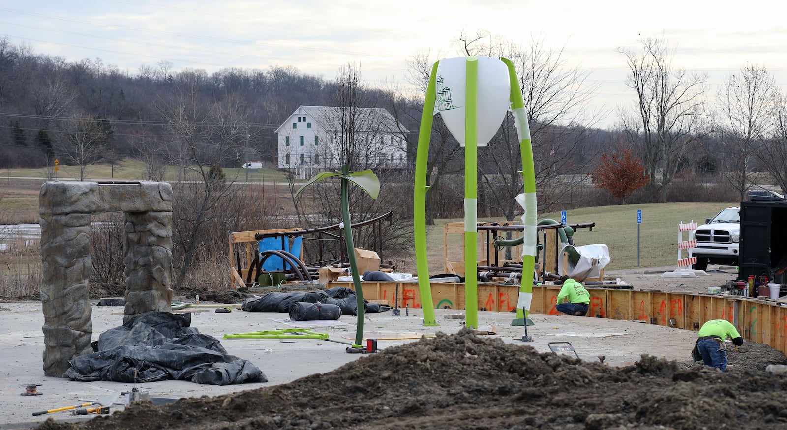 Work is expected to be finished by the end of the month on West Chester Twp.’s new splash pad in Beckett Park. Contributed photo