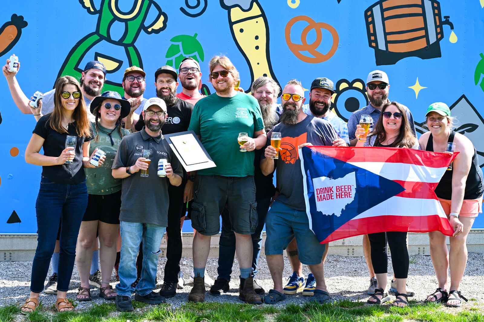 The team at Sonder Brewing in Mason celebrates the German-Koelsch beer called Voss winning gold in the World Beer Cup contest. CONTRIBUTED