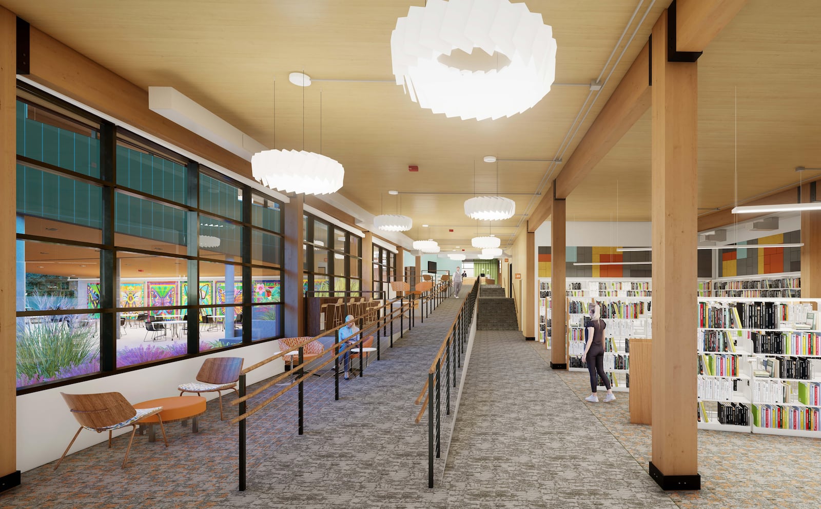 The interior of the new Lane Libraries branch in Fairfield Twp. will slope upward. CONTRIBUTED