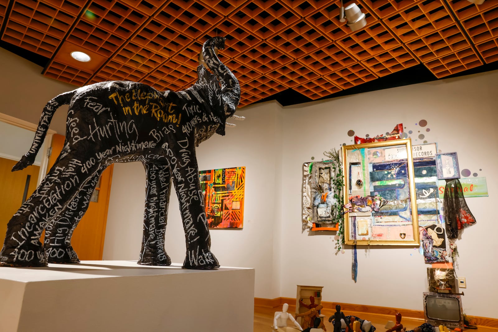 The Fitton Center for Creative Arts has a new art exhibition open through Jan. 5, 2023. The exhibition, "Home Free: Ohio Artists Envision Prison Abolition", displays mixed-media art from those directly impacted by the carceral system. NICK GRAHAM/STAFF