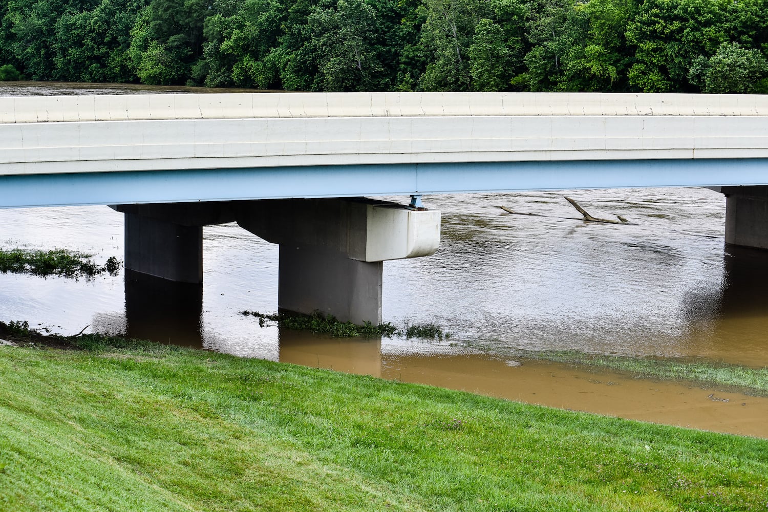 Great Miami River level higher than normal after  heavy rain