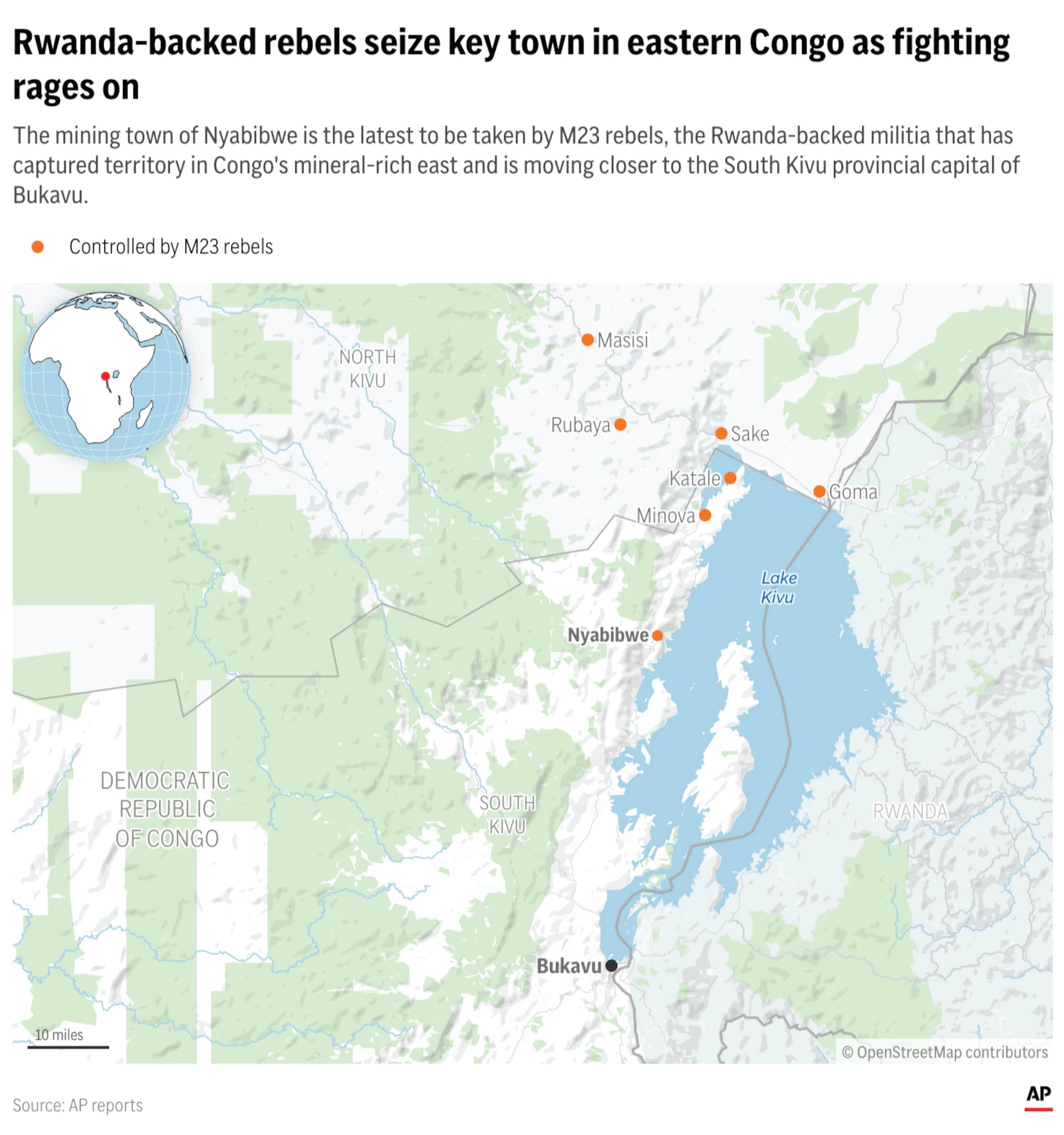 M23 rebels have claimed another town in eastern Congo. (AP Digital Embed)