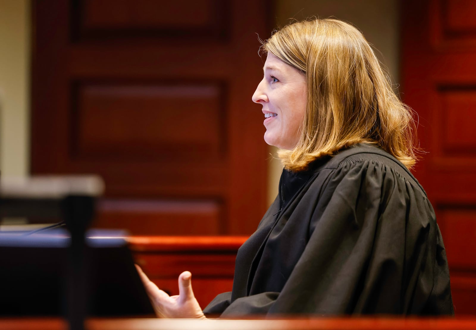 Butler County Common Pleas Court Judge Kelly Heile oversees a pretrial Tuesday, Jan. 28, 2025 in her courtroom in Hamilton. NICK GRAHAM/STAFF 