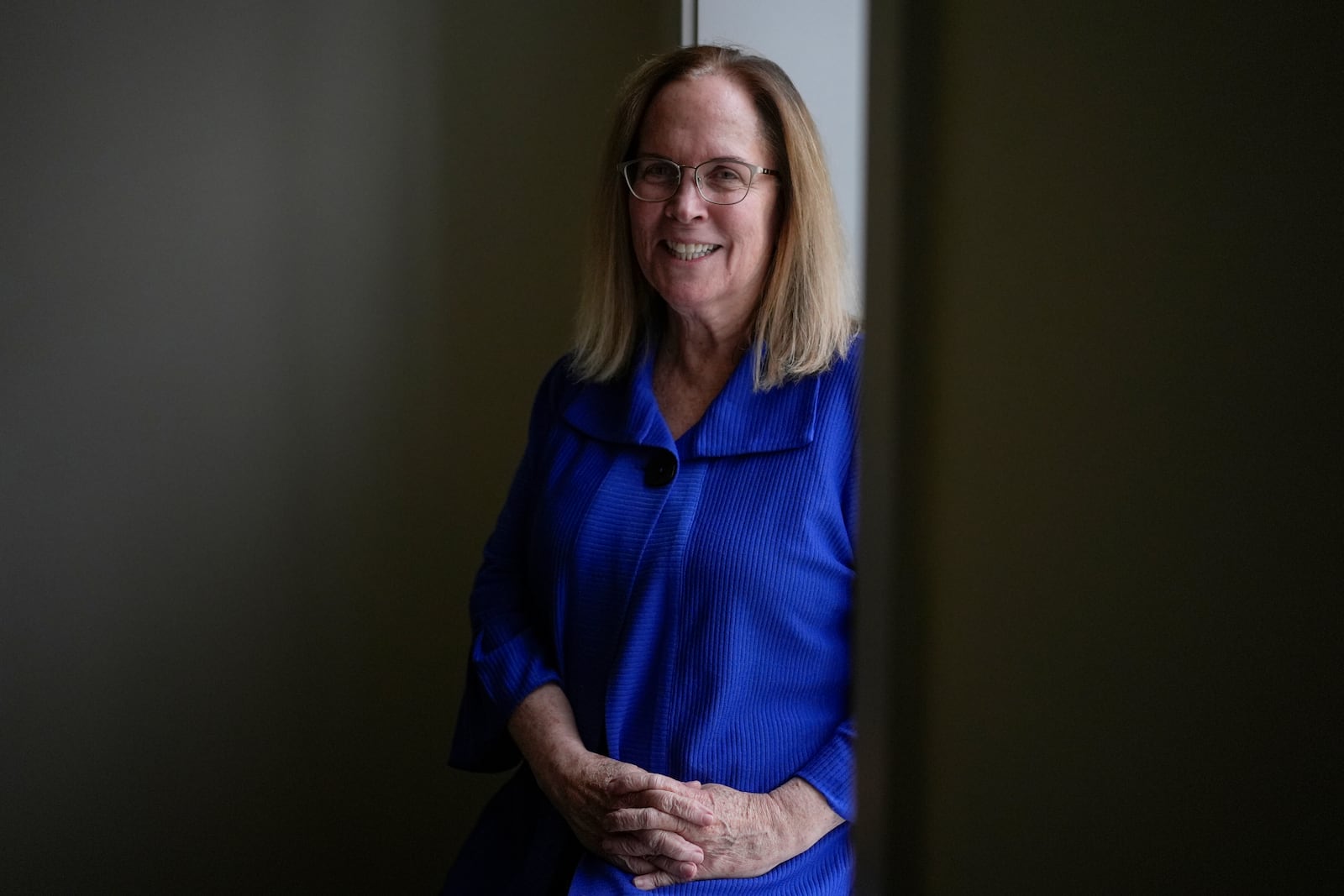 Antioch College President Jane Fernandes is photographed, Thursday, Feb.13, 2025, at Antioch College in Yellow Springs, Ohio. (AP Photo/Carolyn Kaster)