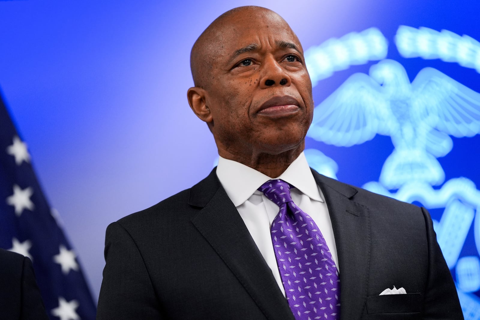 New York City Mayor Eric Adams attends an event at the NYPD's 40th precinct, Thursday, Feb. 20, 2025, in the Bronx borough of New York. (AP Photo/Julia Demaree Nikhinson)