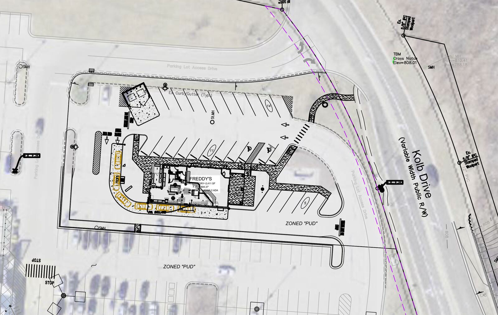 Pictured is a footprint overlay of a proposed Freddy’s Frozen Custard and Steakburgers Restaurant that would be on the northern part of the Meijer parking lot on Kolb Drive in Fairfield. The restaurant would be within the Meijer-Gilmore PUD, the third new restaurant in this development area since 2019. Fairfield Planning Commission will consider the concept and final development plans at its April 13 meeting. After a planning commission decision, City Council will have two additional opportunities to consider legislation on the proposed restaurant. PROVIDED/CITY OF FAIRFIELD