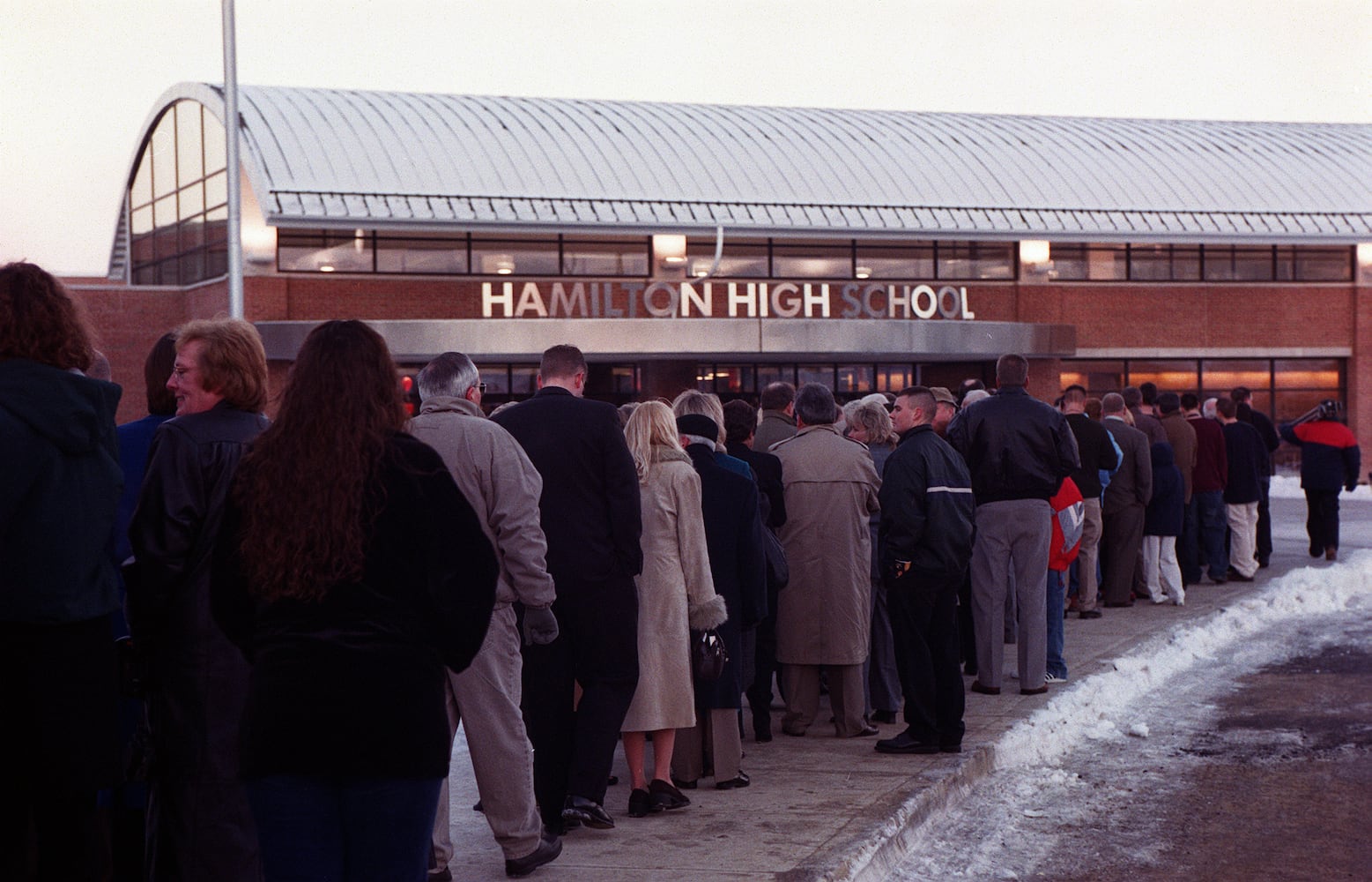 President George W. Bush signing No Child Left Behind Act at Hamilton High School Jan. 8, 2002.