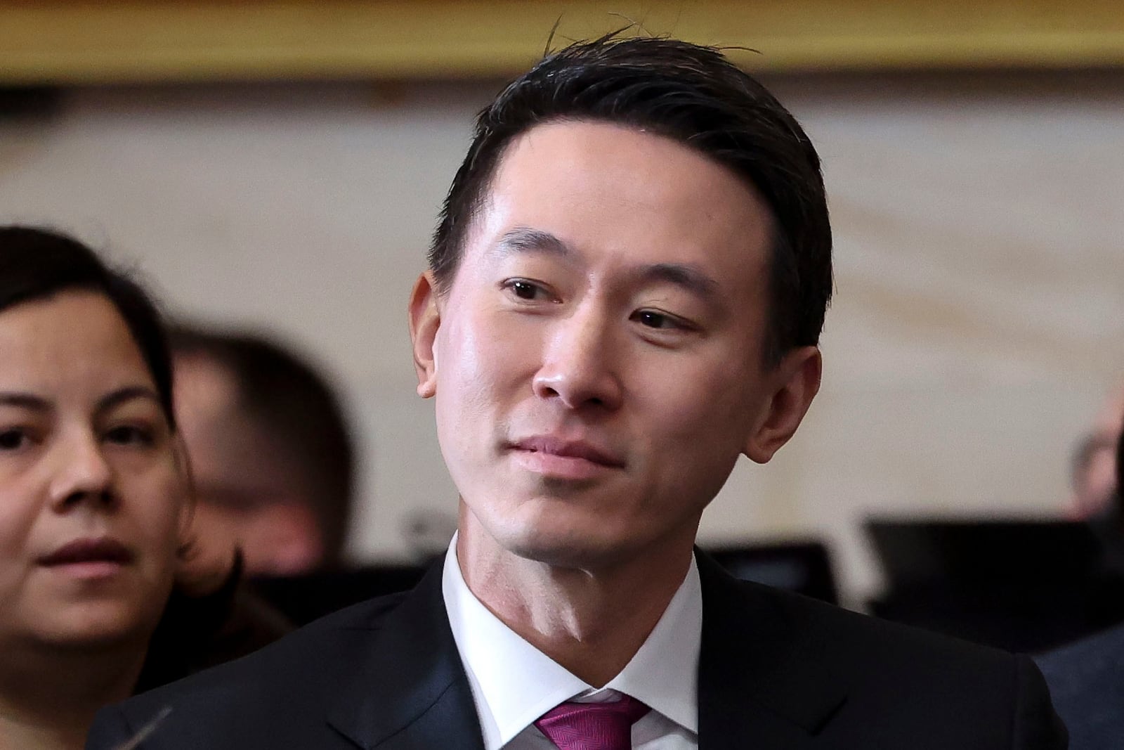 TikTok CEO Shou Zi Chew sits before the 60th Presidential Inauguration in the Rotunda of the U.S. Capitol in Washington, Monday, Jan. 20, 2025. (Kevin Lamarque/Pool Photo via AP)