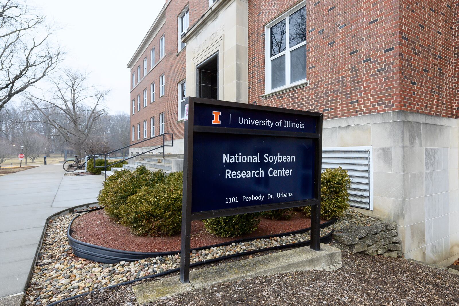 The National Soybean Research Center, home to the Soybean Innovation Lab, is pictured at the University of Illinois, Thursday, Feb. 13, 2025, in Champaign, Ill. (AP Photo/Craig Pessman)