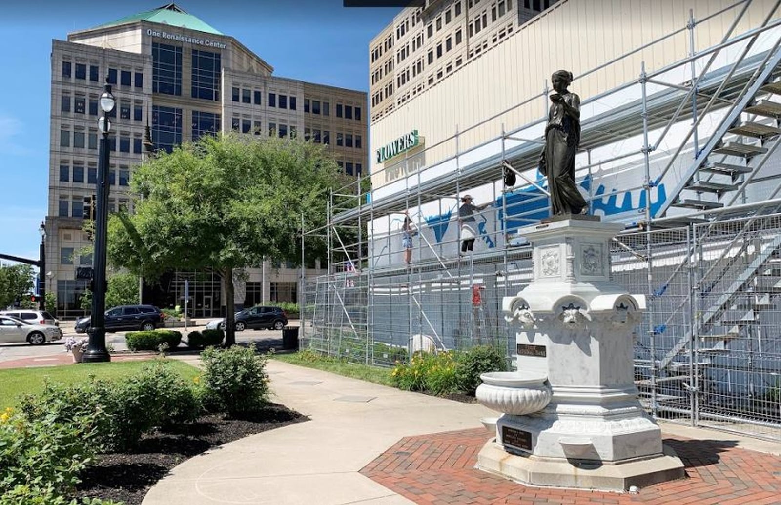 The 129-year-old Greek goddess, Hebe, Nymph of Brooks and Streams, returned to Hamilton this morning around 9 a.m. after being repaired by Robinson Iron of Alexander City, Alabama. The fountain was a gift to the city in 1890 by First National Bank, and was a fountain for people, dogs and horses, and has returned to its location northwest of the intersection of High Street with Martin Luther King Boulevard. Hebe is pronounced HEE-bee. A dedication was scheduled for 4 p.m. PROVIDED