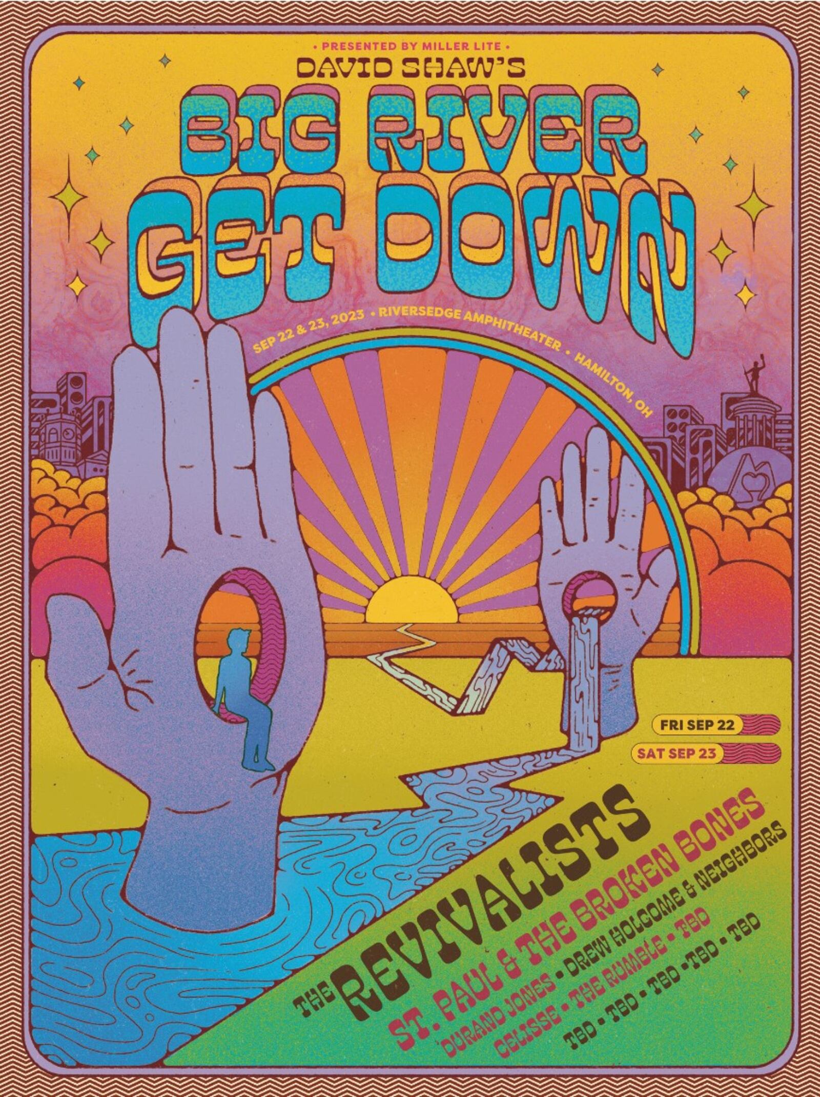 The Big River Get Down poster for 2023 is by artist Logan Walden, who has designed serval for the RiversEdge venue in Hamilton. LOGAN WALDEN/CONTRIBUTED