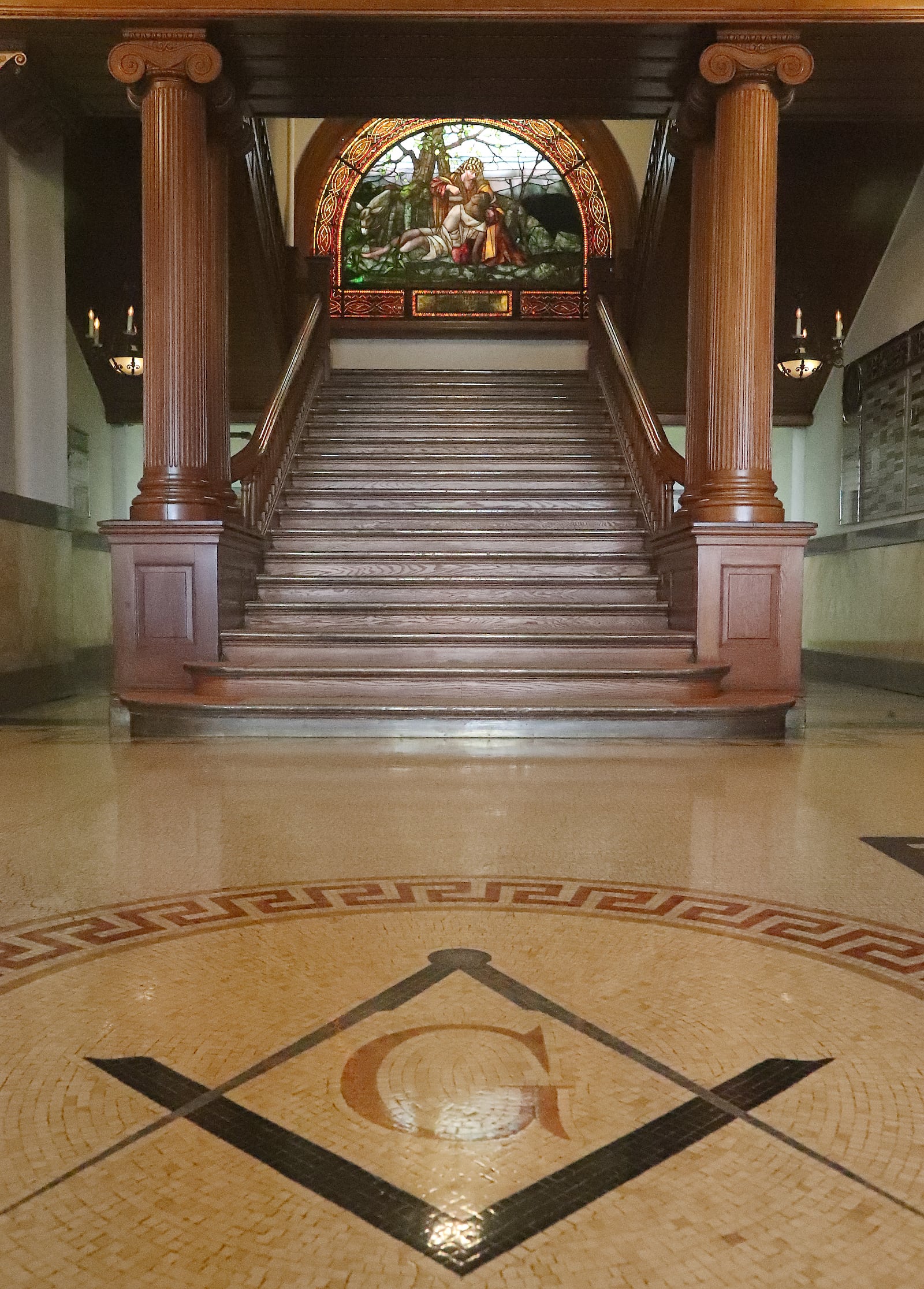 The lobby of the "Castle" at the Ohio Masoic Home. BILL LACKEY/STAFF