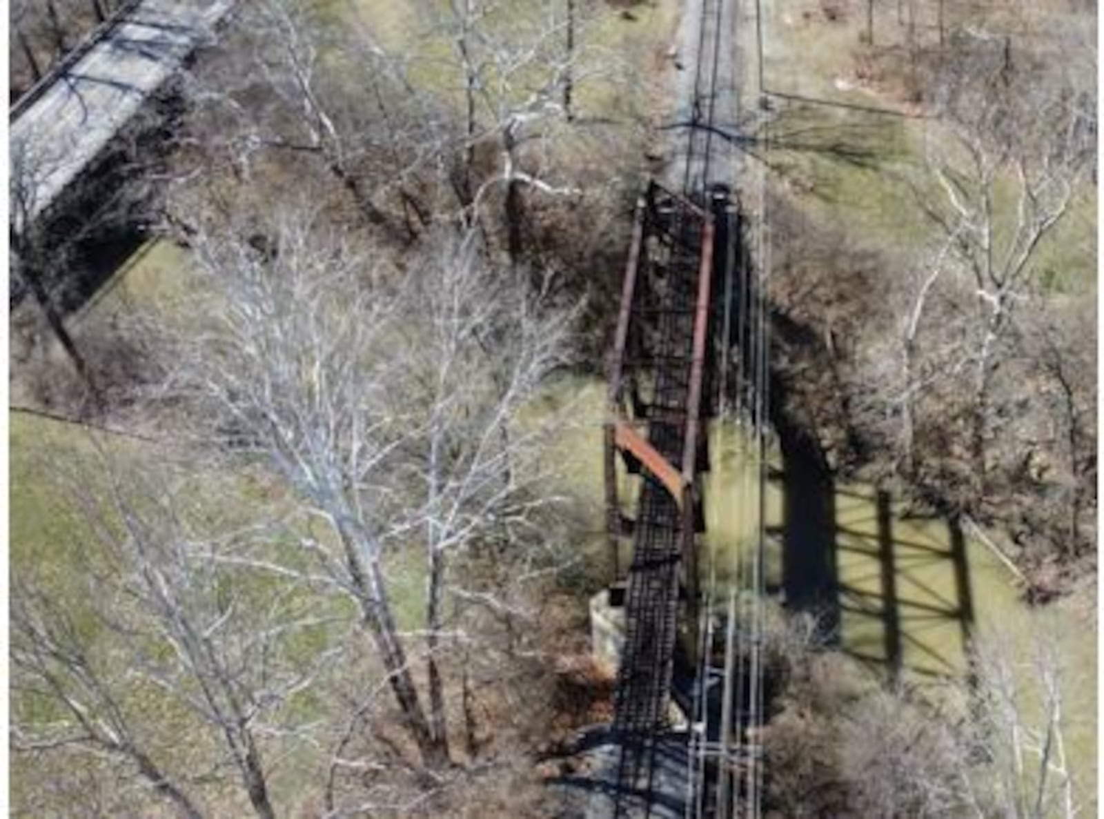 A view of Bridge 4.10 along the Lebanon Mason & Morrow Rail Road that needs to be replaced. The city of Lebanon owns six miles of track and five bridges that it maintains. At left is U.S. 42 south of Lebanon. CONTRIBUTED/CITY OF LEBANON