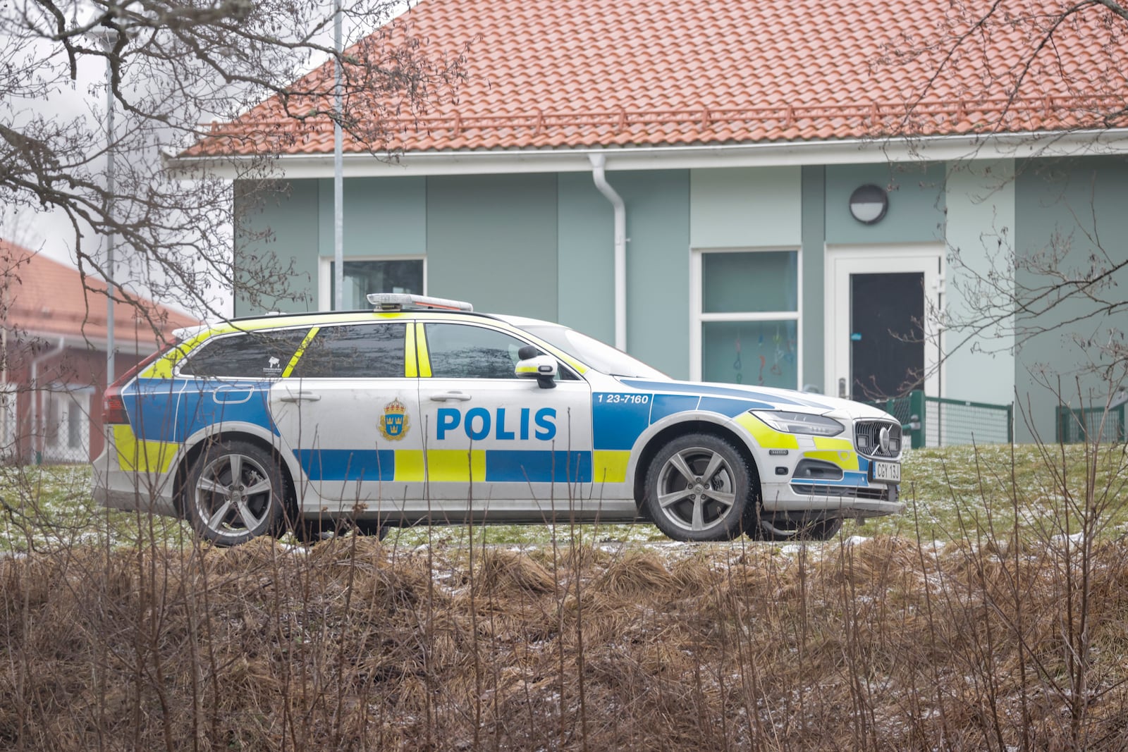 Police at the scene of an incident at Risbergska School, in Örebro, Sweden, Tuesday, Feb. 4, 2025. (Kicki Nilsson/TT News Agency via AP)