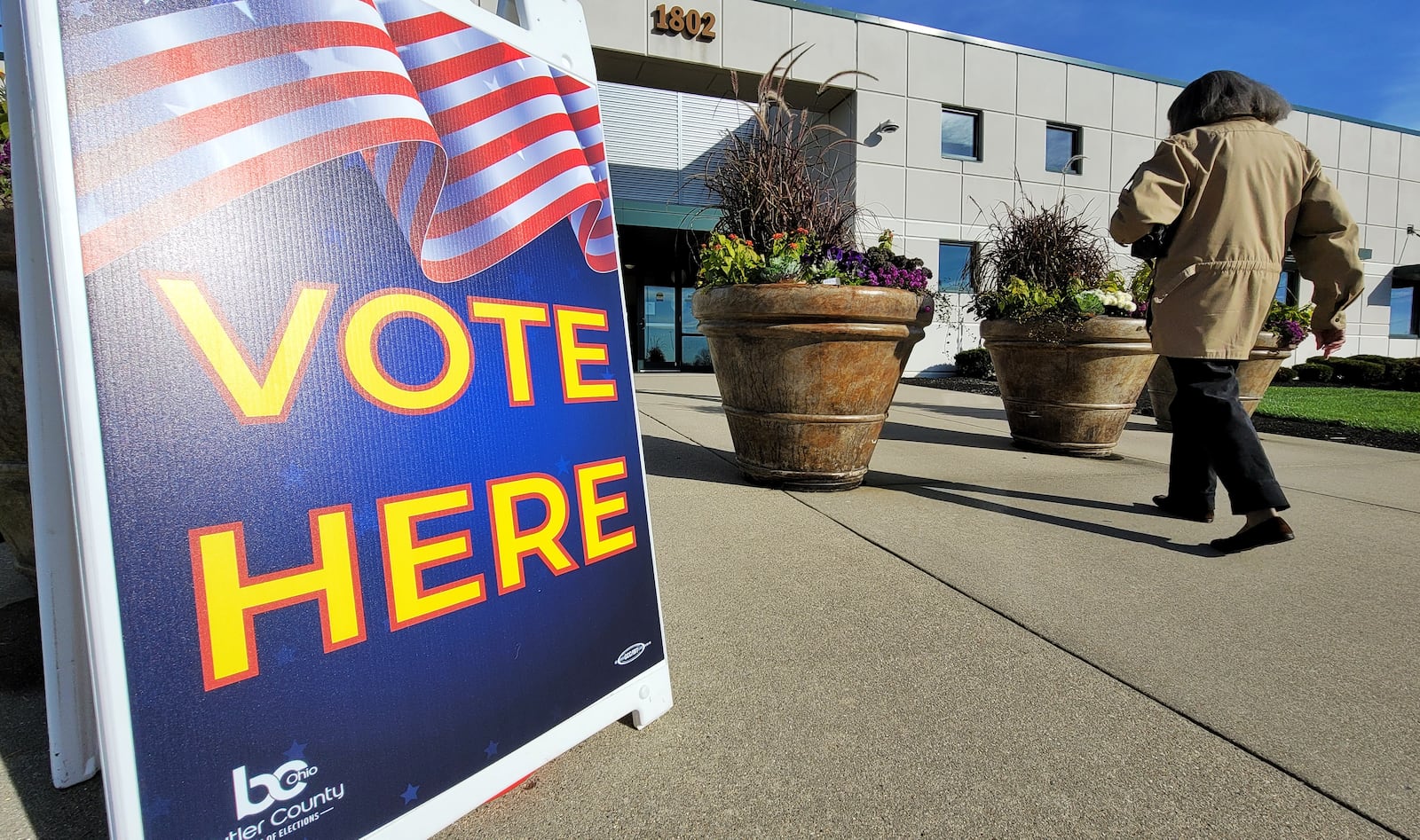 Early voters walk in to cast their ballots Monday, Nov. 1, 2021 at the Butler County Board of Elections in Hamilton. NICK GRAHAM/STAFF