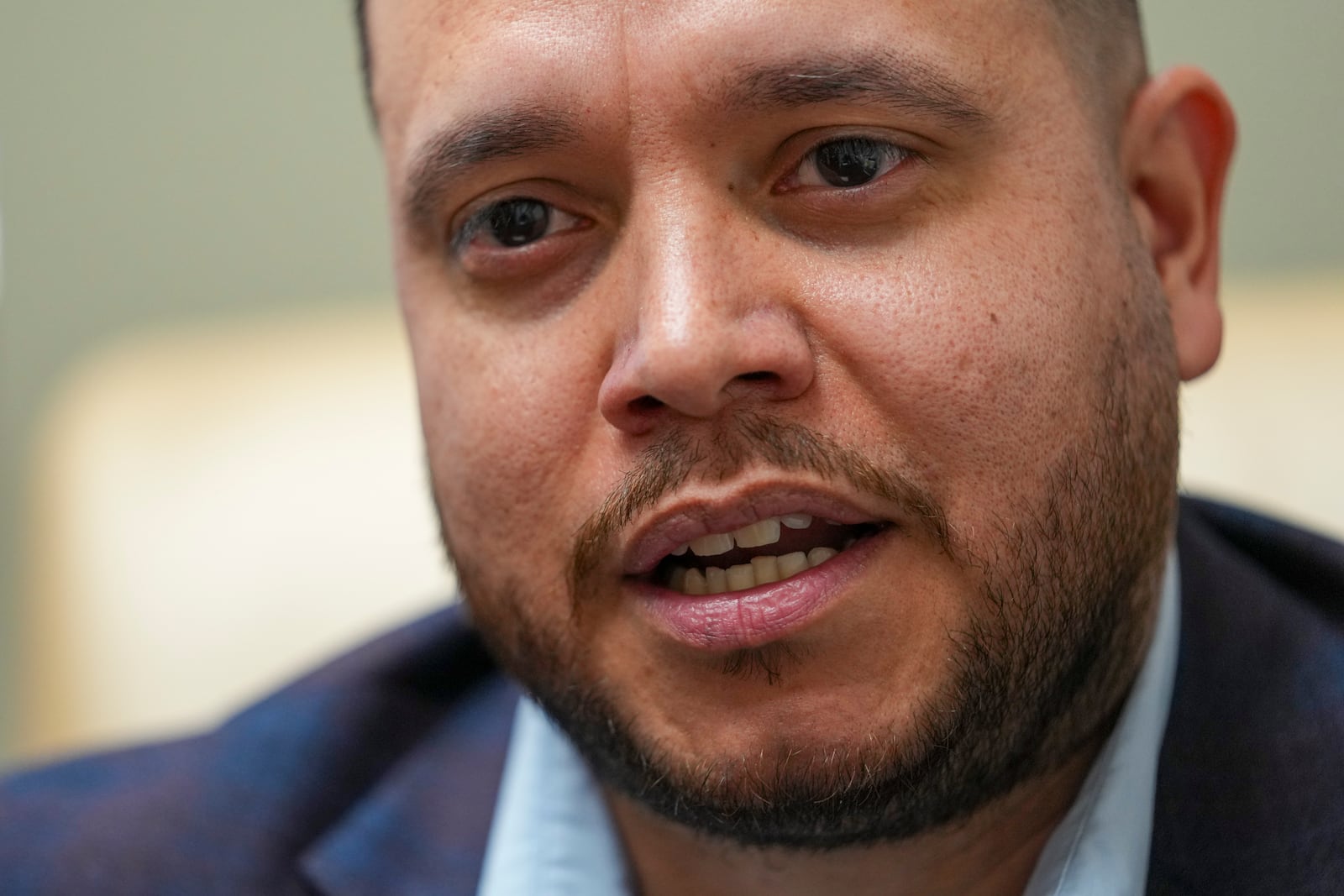 Martin Ortega, family medicine doctor with the Texas Tech Physicians of the Permian Basin, speaks to The Associated Press about the measles outbreak Monday, Feb. 24, 2025, in Odessa, Texas. (AP Photo/Julio Cortez)