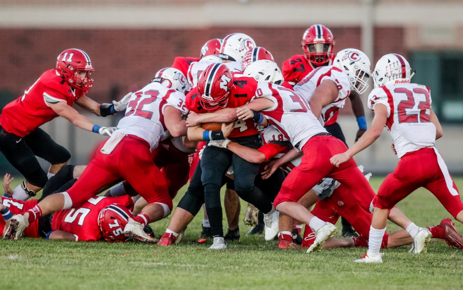 The Madison Mohawks football team defeated the Carlisle Indians 30-20 Friday, Sept. 18, 2020 at Madison High School in Madison Township. NICK GRAHAM / STAFF