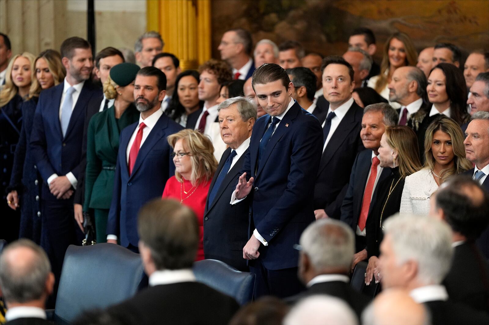 Trump family members arrive before the 60th Presidential Inauguration in the Rotunda of the U.S. Capitol in Washington, Monday, Jan. 20, 2025. (AP Photo/Julia Demaree Nikhinson, Pool)