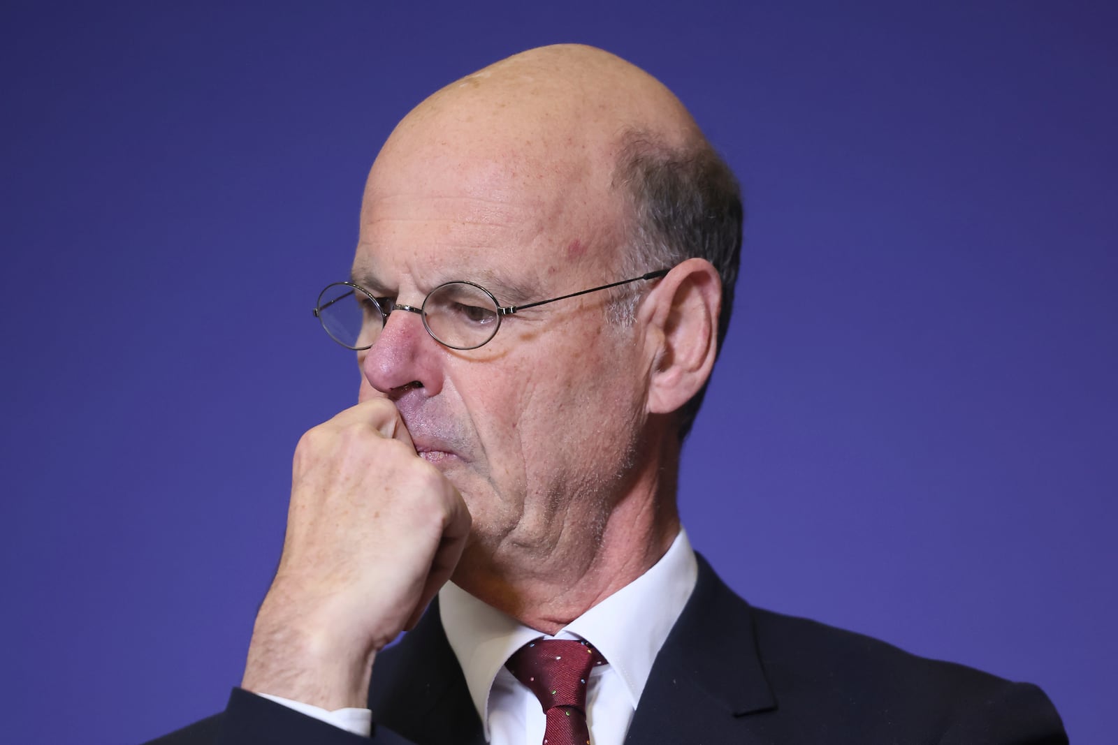 Newly named finance minister Eric Lombard gestures after the handover ceremony Monday, Dec. 23, 2024 in Paris. (AP Photo/Thomas Padilla)