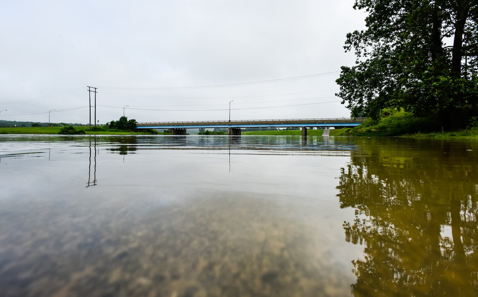 Great Miami River level higher than normal after  heavy rain