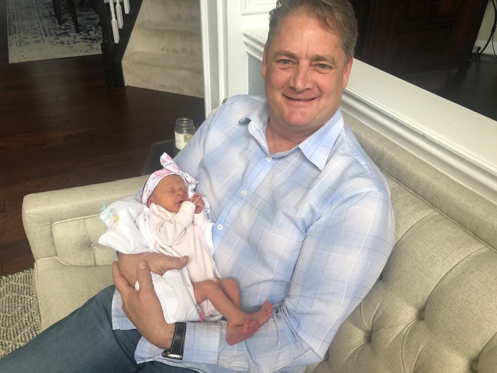 Jeff Carson, 49, become a father for the second time when his daughter, Ella Kay, was born June 3. His other child is a 25-year-old son. RICK McCRABB / STAFF