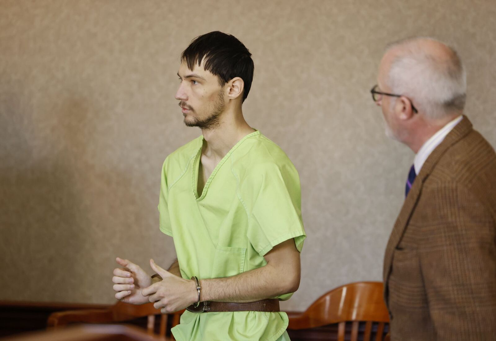 Austin Combs, accused of shooting his neighbor in Okeana, appeared for a hearing in Butler County Common Pleas Court Monday, Nov. 21, 2022 in Hamilton. NICK GRAHAM/STAFF