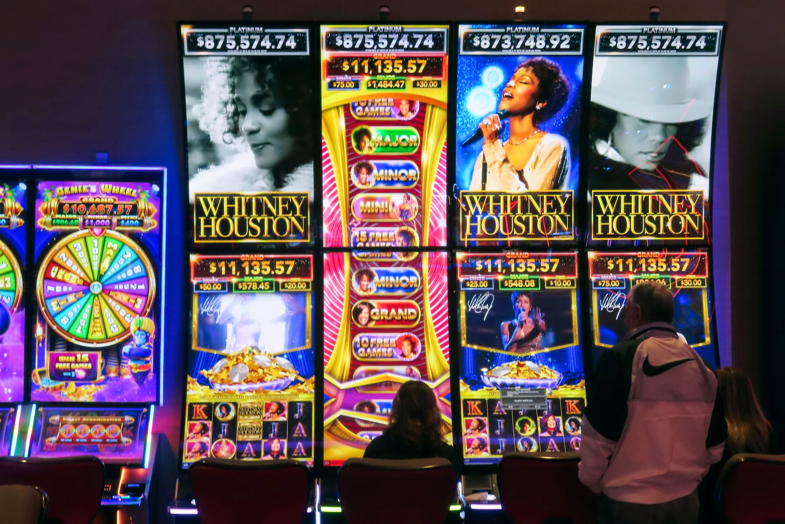 Gamblers play slot machines at the Hard Rock casino in Atlantic City, N.J., Thursday, Oct. 3, 2024. (AP Photo/Wayne Parry)