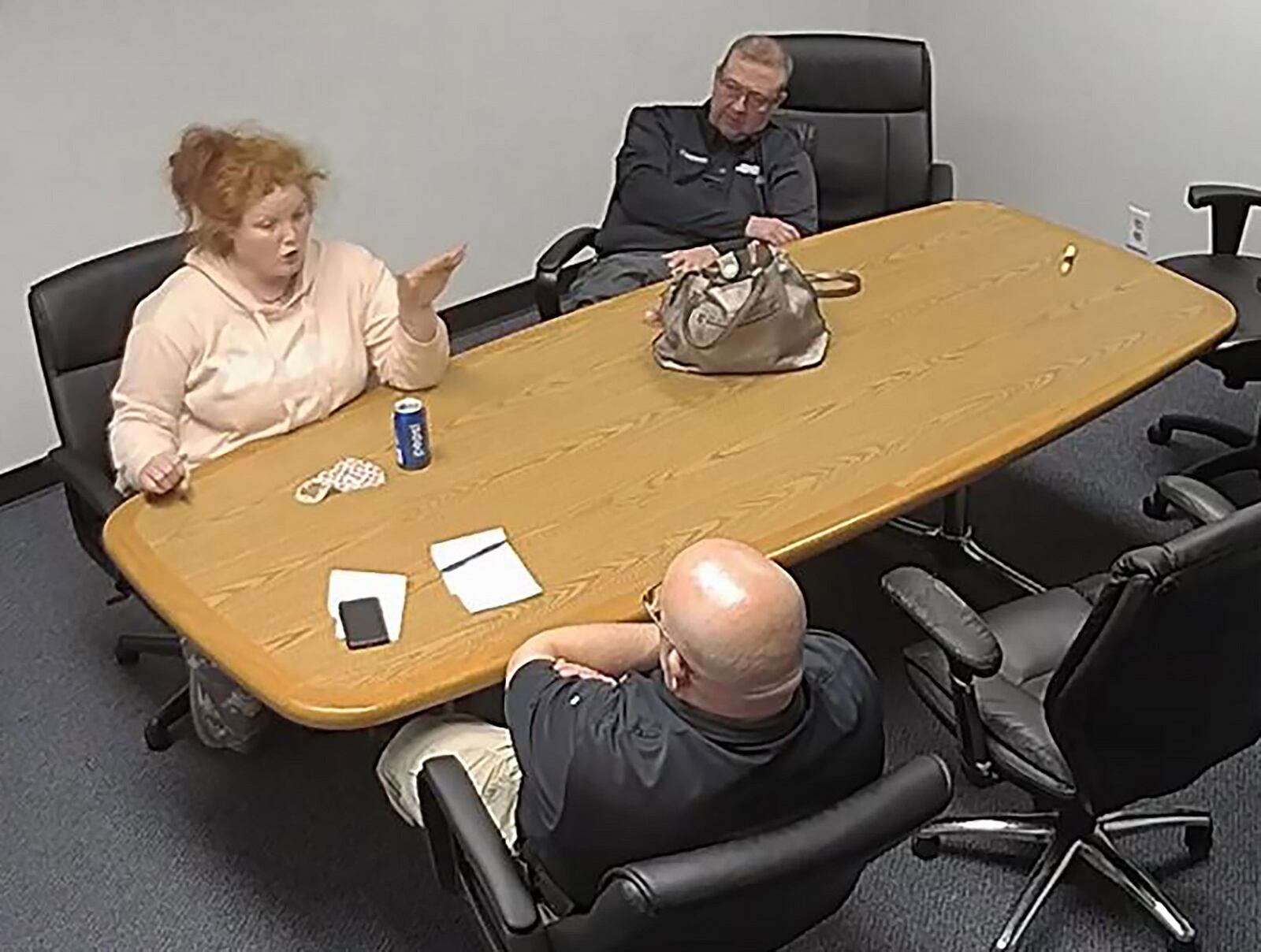 Screenshot from video as Brittany Gosney is interviewed by Middletown police on Feb. 28, 2021. submitted