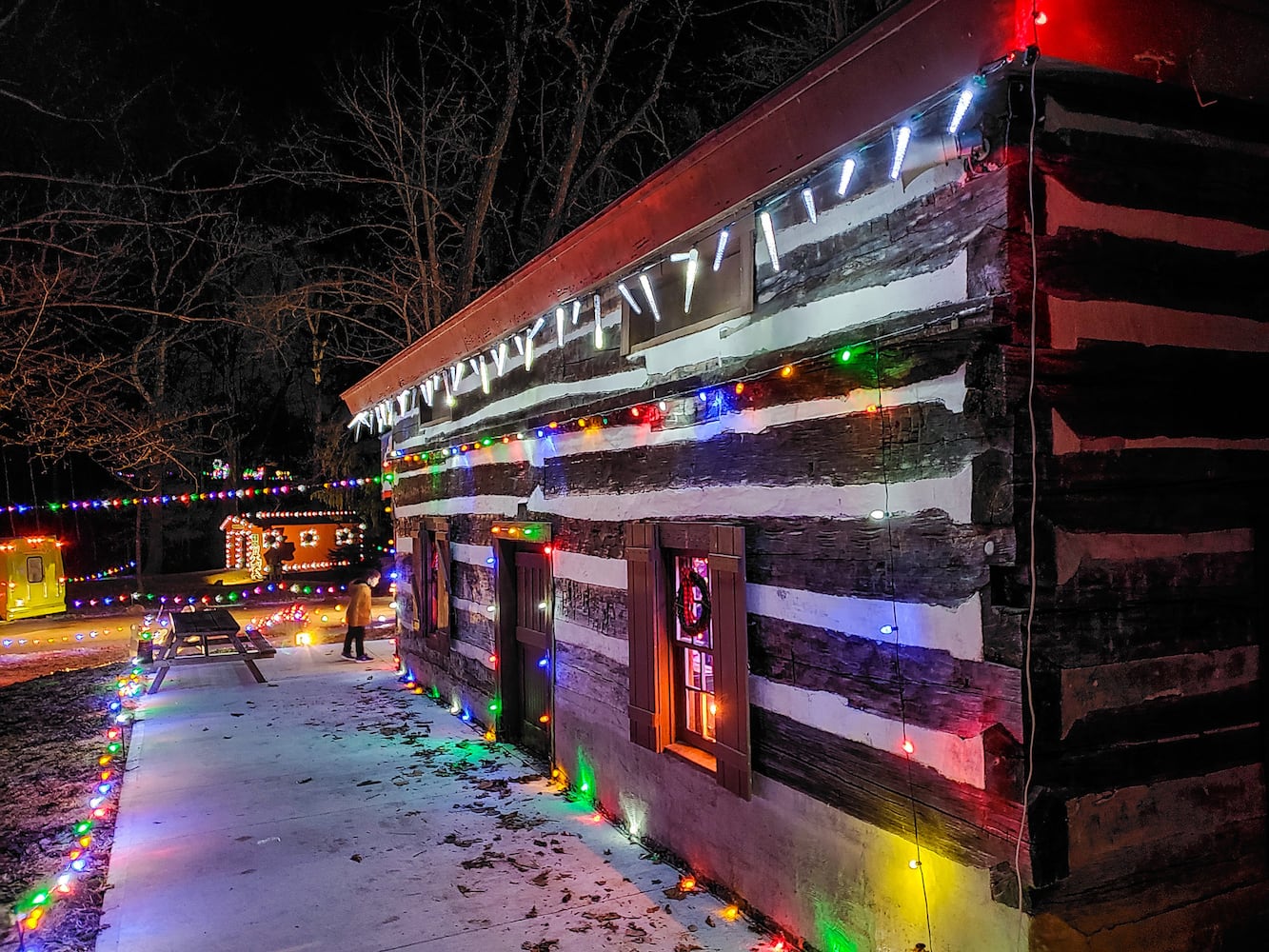 Fort Saint Clair Whispering Christmas light display in Eaton