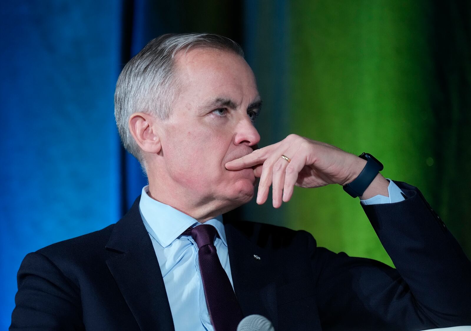 FILE - Mark Carney, who has served as the governor of the Bank of Canada and the Bank of England, speaks at the Sustainable Finance conference, Nov. 28, 2024. (Adrian Wyld/The Canadian Press via AP, File)