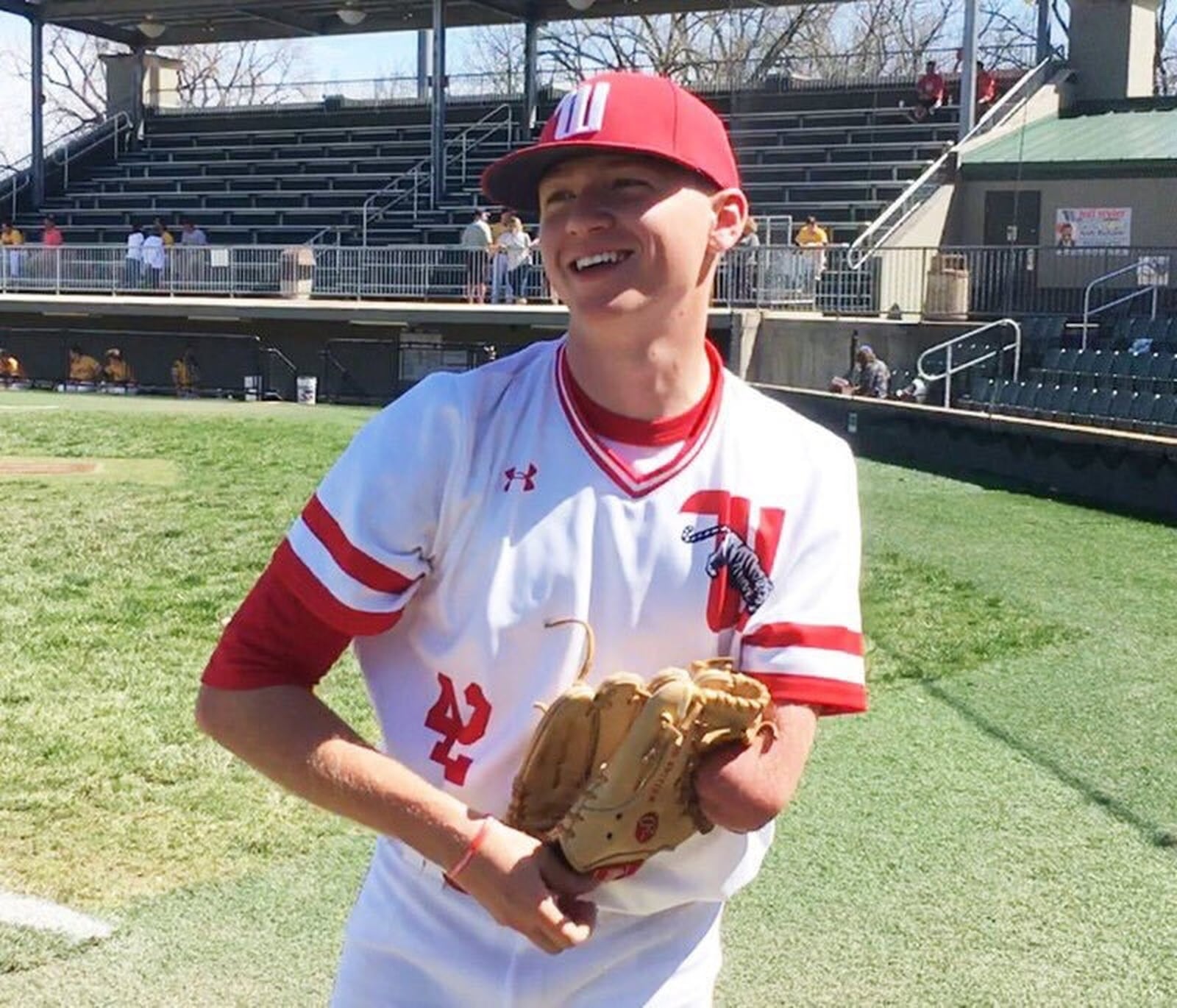 Luke Campbell, a 2016 Madison High School graduate, pitched middle relief for two seasons at Wittenberg University. He was born without a left arm from the elbow. FILE PHOTO